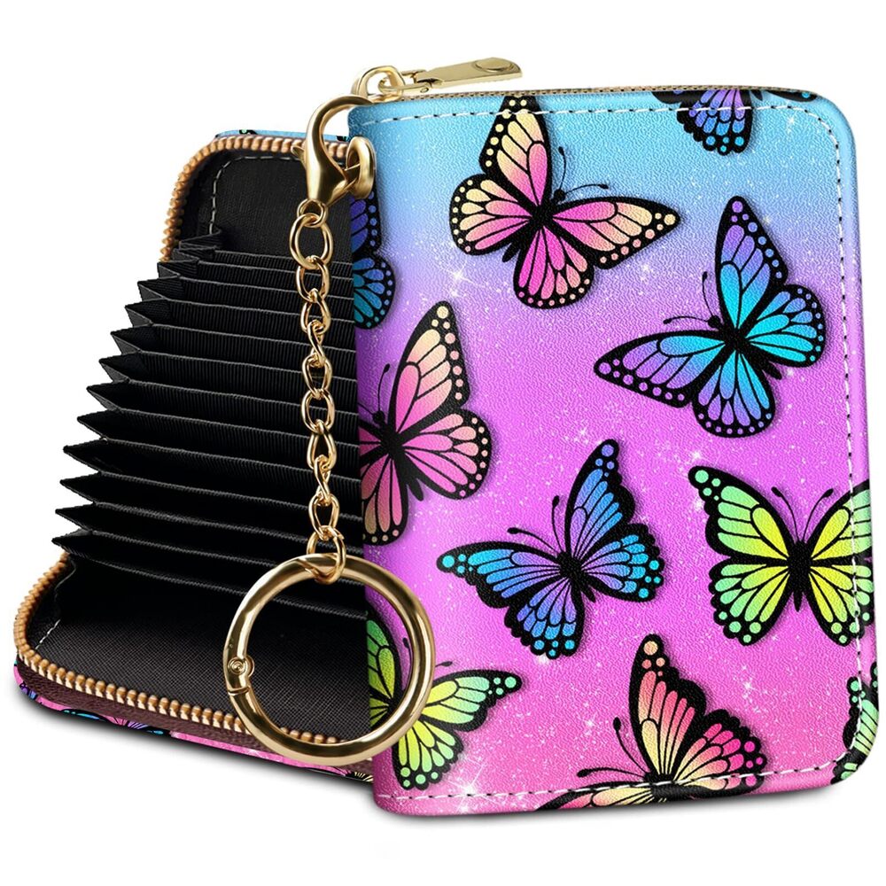 9927 Credit Card Holder RFID Wallet, Butterfly Small Card Holder Wallet